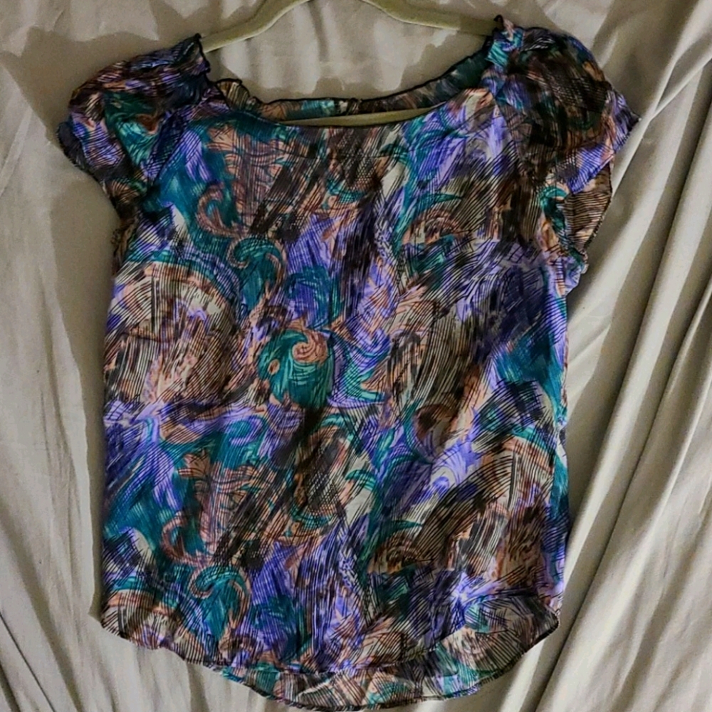 Abstract Silk Blouse